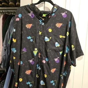 RSVLTS Rugrats Black Multicolor Graphic Button Down 3XL Shirt